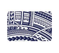 COMAAM Tapis antidérapant en flanelle motif tribal maori polynésien bleu 40,6 x 61 cm pour intérieur et extérieur