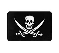 COMAAM Tapis d'entrée antidérapant en flanelle avec drapeau pirate 40,6 x 61 cm pour intérieur et extérieur