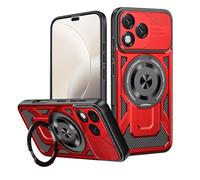 COMAKU Coque Armor pour Honor 400 Lite, qualité Housse TPU+PC Antichoc avec Invisible Anneau Béquille - Rouge