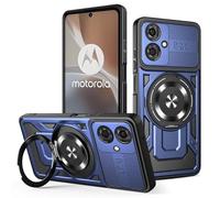 COMAKU Coque Armor pour Motorola Moto G54 5G, qualité Housse TPU+PC Antichoc avec Invisible Anneau Béquille - Bleu