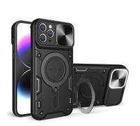 COMAKU Coque Armor pour Oppo A5 Pro 5G, Housse TPU+PC Antichoc avec Coulissante Couverture et Anneau Béquille Support - Noir