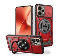 COMAKU Coque Armor pour Oppo Reno 15F 5G/Reno 15 FS 5G, qualité Housse TPU+PC Antichoc avec Invisible Anneau Béquille - Rouge