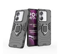COMAKU Coque Armor pour Xiaomi Poco M7 Pro 5G, Housse TPU+PC Antichoc avec Anneau Béquille - Noir
