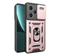 COMAKU Coque Armor pour Xiaomi Redmi Note 13 Pro Plus 5G (Pro+), Housse TPU+PC Antichoc avec Coulissante Couverture et Anneau Béquille Support - Or Rose