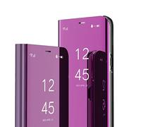COMAKU Coque en Miroir pour Xiaomi Redmi Note 13 5G, Premium Smart View Etui Housse avec Clear Afficher Fenêtre - Violet