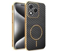 COMAKU Coque Magnétique pour Honor 400 Lite, PU Cuir +TPU Silicone avec Cadre Galvanisé Étui Texture Antidérapante et Antichoc Housse Coque - Noir