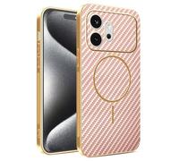 COMAKU Coque Magnétique pour Honor 600 5G, PU Cuir +TPU Silicone avec Cadre Galvanisé Étui Texture Antidérapante et Antichoc Housse Coque - Rose