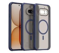 COMAKU Coque Magnétique pour Nothing Phone 4a, Prime Dur PC + Souple TPU Silicone, Coque Mat Translucide Fine Antichoc, Protection de l'objectif améliorée - Bleu