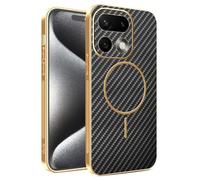 COMAKU Coque Magnétique pour Realme 16 Pro+/16 Pro Plus 5G, PU Cuir +TPU Silicone avec Cadre Galvanisé Étui Texture Antidérapante et Antichoc Housse Coque - Noir