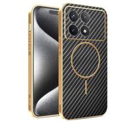 COMAKU Coque Magnétique pour Xiaomi Poco F8 Pro, PU Cuir +TPU Silicone avec Cadre Galvanisé Étui Texture Antidérapante et Antichoc Housse Coque - Noir