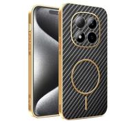 COMAKU Coque Magnétique pour Xiaomi Redmi Note 15 Pro 5G, PU Cuir +TPU Silicone avec Cadre Galvanisé Étui Texture Antidérapante et Antichoc Housse Coque - Noir