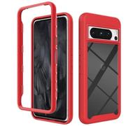 COMAKU Coque pour Google Pixel 8 Pro Étui, Housse de Protection Transparente Antichoc en Silicone PC/TPU, Cover Détachable Antichoc Solide et Durable - Rouge