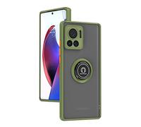 COMAKU Coque pour Motorola Edge 30 Ultra, Etui Fin et léger Absorption des Chocs Housse Mince avec Bague 360 Degrés Rotation Stand Protection Cover Bumper Case - Armée Verte