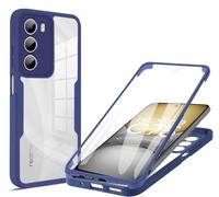 COMAKU Coque pour Realme 14X 5G / Realme C75 4G Case, 360 Degree Full Body Shockproof Protective Cover with Built-in Screen Protecto - Bleu
