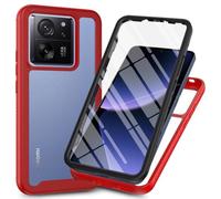 COMAKU Coque pour Xiaomi Mi 13T / 13T Pro 5G Case, 360 Degree Full Body Shockproof Protective Cover with Built-in Screen Protecto - Rouge