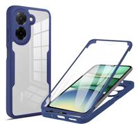 COMAKU Coque pour Xiaomi Poco M7 4G Case, 360 Degree Full Body Shockproof Protective Cover with Built-in Screen Protecto - Bleu