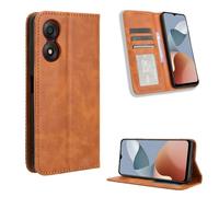 COMAKU Étui à Rabat et Folio pour ZTE Blade A34 de Marron