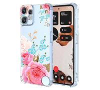 COMAKU Femme Coque Compatible avec Nothing CMF Phone 2 Pro, Transparente TPU Silicone 3D Relief Motif Filles Souple Protection Case Cover - Fleurs