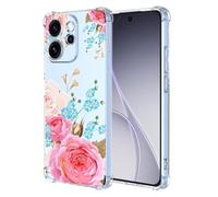 COMAKU Femme Coque Compatible avec Oppo Reno 15F 5G/Reno 15 FS 5G, Transparente TPU Silicone 3D Relief Motif Filles Souple Protection Case Cover - Fleurs