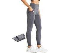 Comallan Legging Polaire Femme Hiver Leggings Chaud Femme Etanche Course Sport Yoga Training Thermique Thermo Pantalon avec Poches Gris, S