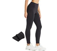Comallan Legging Polaire Femme Hiver Leggings Chaud Femme Etanche Course Sport Yoga Training Thermique Thermo Pantalon avec Poches Noir XL
