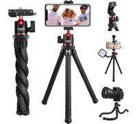 COMAN Trépied de téléphone flexible pour appareil photo, support de téléphone caché avec griffe froide, trépied étanche pour GoPro, trépied de voyage portable pour streaming en direct, vidéo Vlog