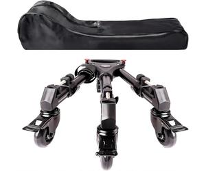 COMAN Trépied professionnel - Robuste avec support de pied réglable avec roues verrouillables et étui de transport compatible avec la plupart des trépieds, parfait pour les appareils photo, caméscopes