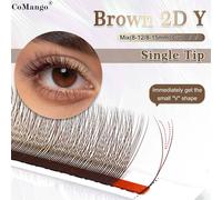 Comango Mix 8-12/8-15mm Brun Extension De Cils 2d Forme V Faux Cils Premade Fans Soft Light Natural Eyelash Makeup.B.0.07mm