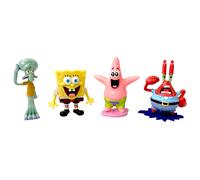 COMANSI Blister 4 figurines SpongeBob SquarePants - Personnages non articulés incluant Bob l'éponge, Patrick, Carlo et Krabs d'environ 9 cm