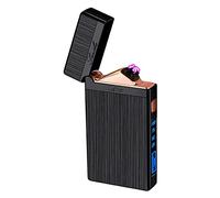 COMANYI Briquet Électrique Double Arc, Briquet Tempete Rechargeable USB sans Flamme, Allume-Tout 100% Coupe-Vent avec Indicateur de Charge et Lampe Torche Intégrée, Cadeau Original Homme (Noir 2)