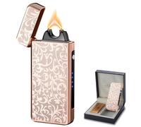 COMANYI Briquet électrique USB Rechargeable - Arc Plasma - Grande Flamme - Coupe-Vent - avec indicateur de Batterie LED - pour Bougies (Fleur de Bien-être)