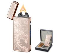 COMANYI Briquet électronique USB - Briquet à Flammes électrique USB - Grande Flamme électrique - avec indicateur de Batterie - Coupe-Vent (Dragon Doré)