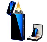 COMANYI Briquet électronique USB - Briquet à Flammes électrique USB - Grande Flamme électrique - avec indicateur de Batterie - Coupe-Vent (Bleu)
