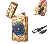 COMANYI Briquet électronique USB Plasma Rechargeable - Briquet à Arc électrique USB - Double Arc électrique - avec indicateur de Batterie - (Doré, Voile/Navire)