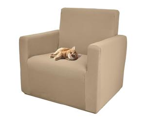 Comart - Housse de Fauteuil Bright - Housse de Fauteuil élastique avec accoudoirs - Housse en Polyester - Anti-Rayures - Anti-Taches - Lavable en Machine - Antidérapant - Beige - Fauteuil 1 Place
