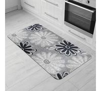 Comart - Tapis de Cuisine Malaga - Tapis 100% PVC - Anti-Taches - Antidérapant - Imperméable - Tapis Lavable en Machine - Voie Moderne pour Cuisine et Couloir - Fleurs Noires - 55 x 100 cm