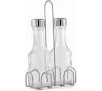 Comas Öl- und Essigspenderset Inox mit Menage, 3-tlg., Ölflasche, Essigflasche, Glas, Kunststoff, 175 ml, 3164