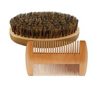 Comb and Brush Set, Mustache Beard Grooming Kit, Sided Wooden Men Beards Combing, Portable Design, Soft Bristle Brush for Mens, Adults, Seniors, Home, Salon Use