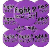 Combat comme une fille Signature Boutons ronds/Pins/badges pour Cancer/maladie de sensibilisation et d'assistance, 10-Pack, violet