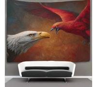 Combat entre aigle et oiseau rouge Murale À Suspendre, Tapisserie Esthétique,pour Chambre Dortoir Fête Décoration De La Maison Pour Le Salon 70cmx100cm