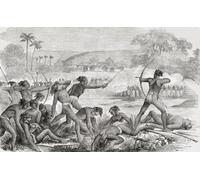 Combat entre cipayes et Santals pendant la rébellion Santhal alias la rébellion Sonthal ou le Santhal Hool dans l'actuel Jharkhand Eastern India 1855 une réaction pour mettre fin au système de revenus