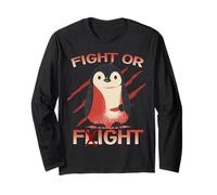 Combat ou Fuite Pinguin Humour Motiv Kaiserpinguin Seevogel Manche Longue