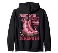 Combattez avec la Marche du cœur avec Force Sensibilisation au Cancer du Sein Sweat à Capuche