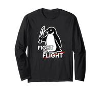 Combattez ou volez un pingouin mignon avec un couteau avec dicton amusant graphique Manche Longue