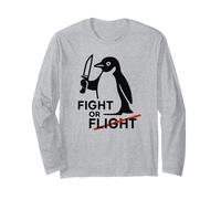 Combattez ou volez un pingouin mignon avec un couteau avec dicton amusant graphique Manche Longue