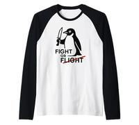 Combattez ou volez un pingouin mignon avec un couteau avec dicton amusant graphique Manche Raglan