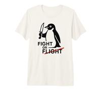 Combattez ou volez Un Pingouin Mignon avec Un Couteau avec Dicton Amusant Graphique T-Shirt Haut de Gamme
