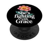 Combattre avec Grace Inspirational Cancer Warrior PopSockets PopGrip Adhésif