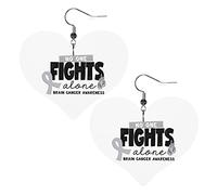 Combattre les boucles d'oreilles en cuir de sensibilisation aux tumeurs cérébrales pour les femmes pendantes boucle d'oreille goutte coeur pendentif avec crochet cadeaux pour fille adulte