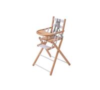 Combelle - Chaise haute bébé en bois pliante Sarah bicolore blanc - 57x95 cm